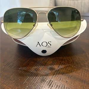 AQS Gold Aviator Sunglasses with Yellow Lenses